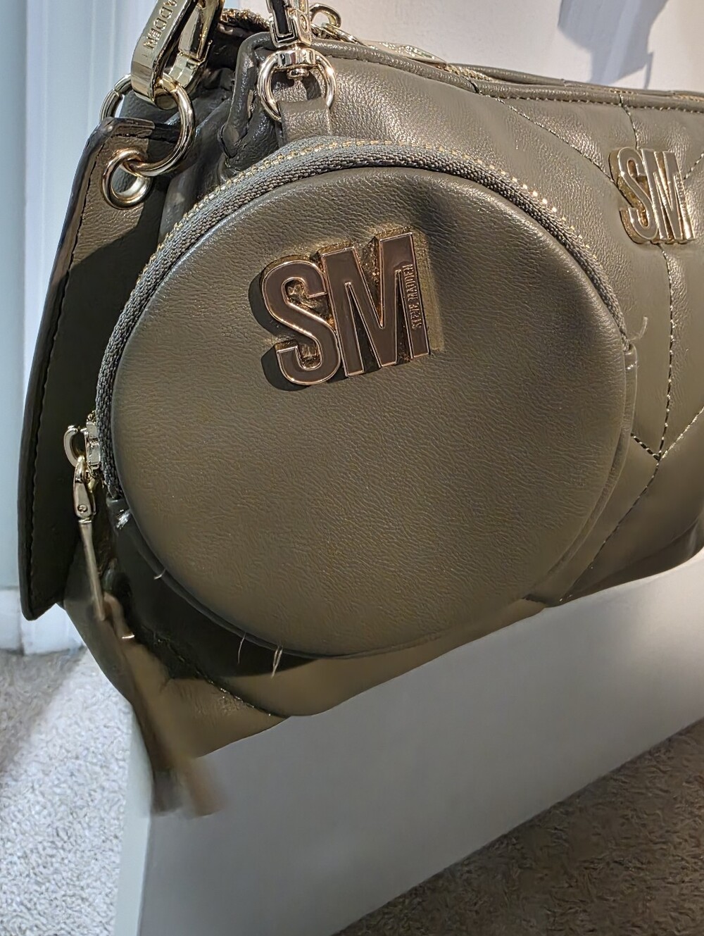 Steve Madden Bundle Olive Quilted Crossbody Bag And Baby Blue Book Bag - Picture 9 of 13